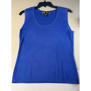 Mirasol Ribbed Blue Knit Tank Sleeveless Fitted Y2K Classic Size M
